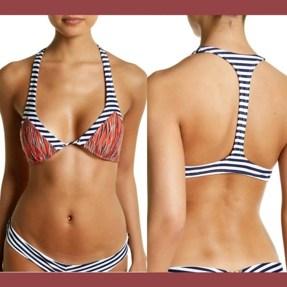 NEW $85 Mia Marcelle Michon Combo Print Bikini Top [SZ‎ XS ]